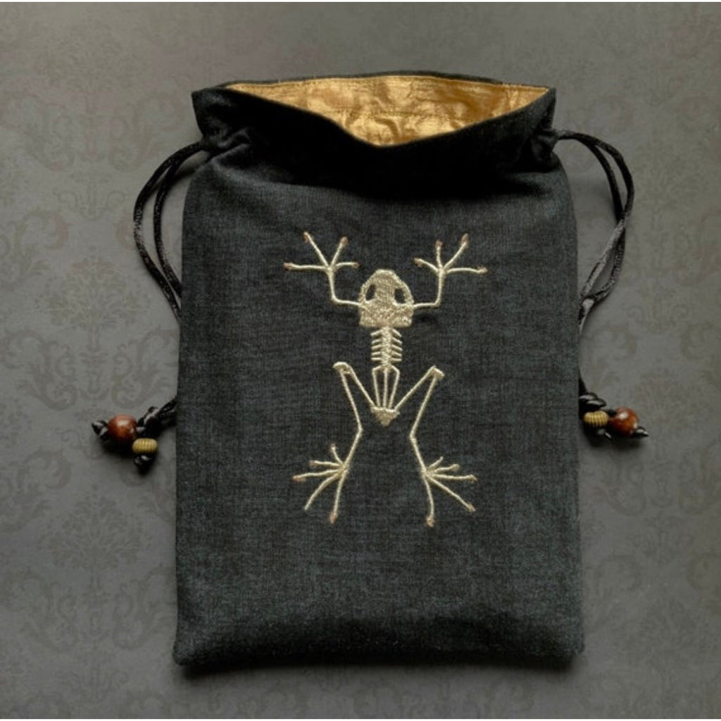 Embroidered Tree Frog Skeleton Pouch