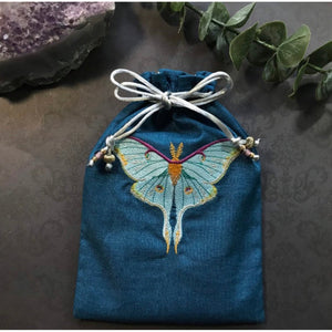 Embroidered Luna Moth Pouch