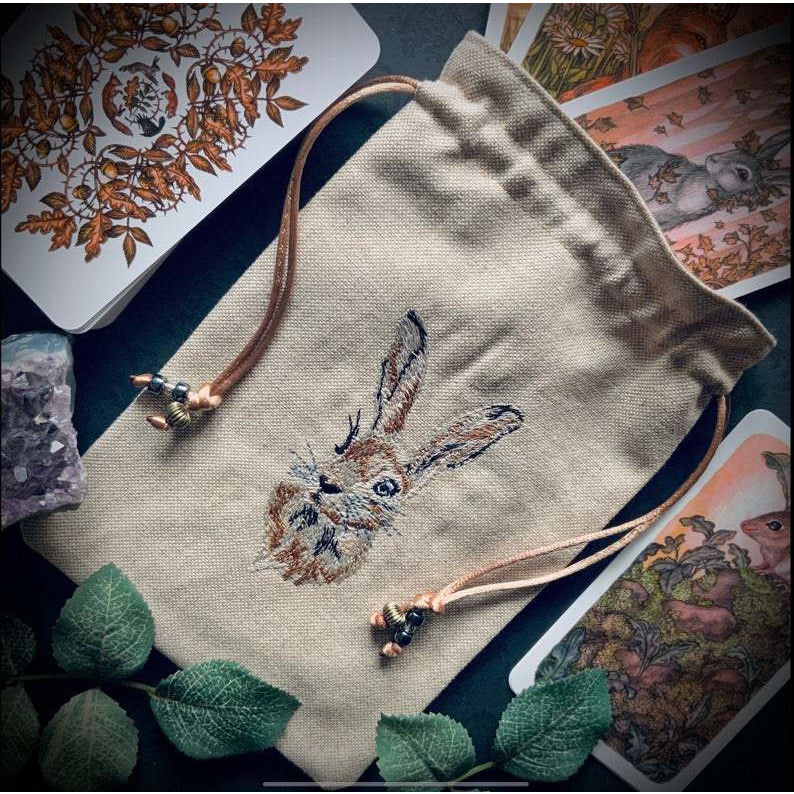 Embroidered Hare Pouch