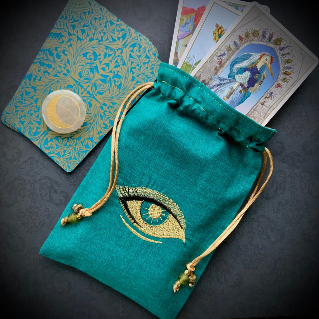 Embroidered Gold Eye Pouch