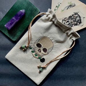 Embroidered Skull Pouch