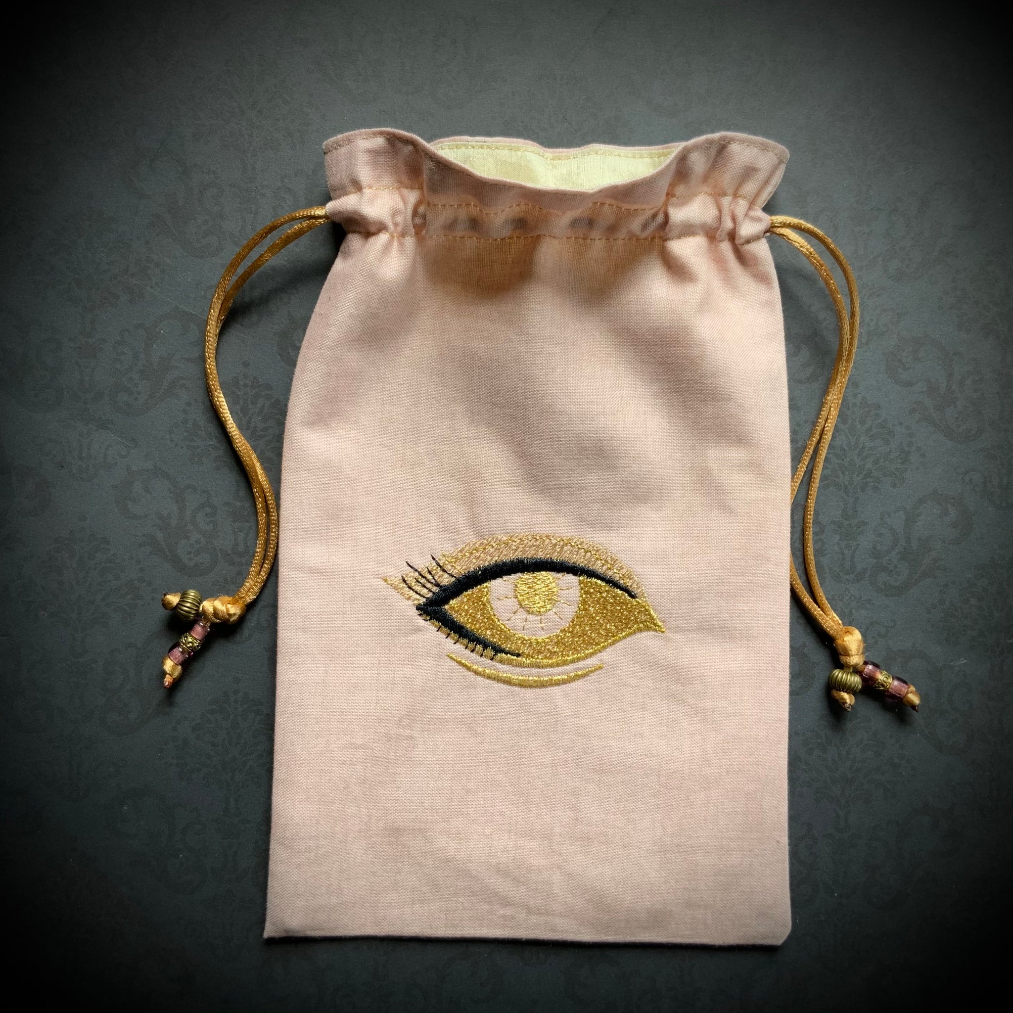 Rose Quartz Pink Embroidered Eye Pouch