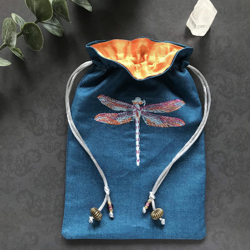 Embroidered Dragonfly Pouch