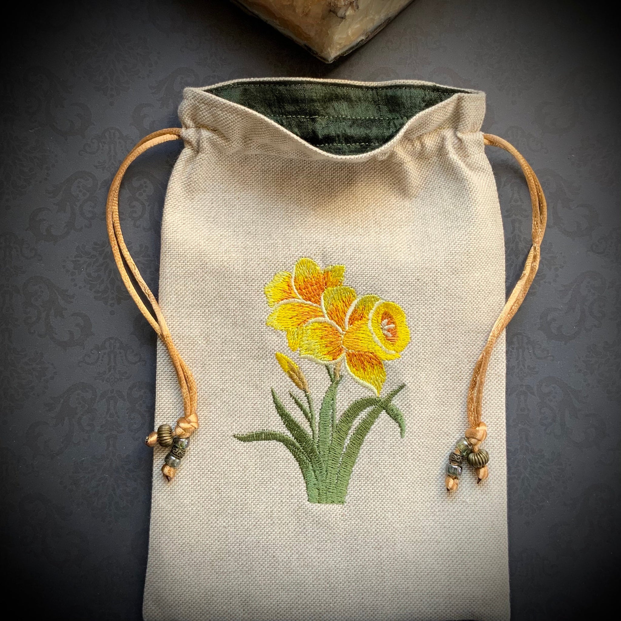 Daffodil silk lined Pouch - Marie Curie