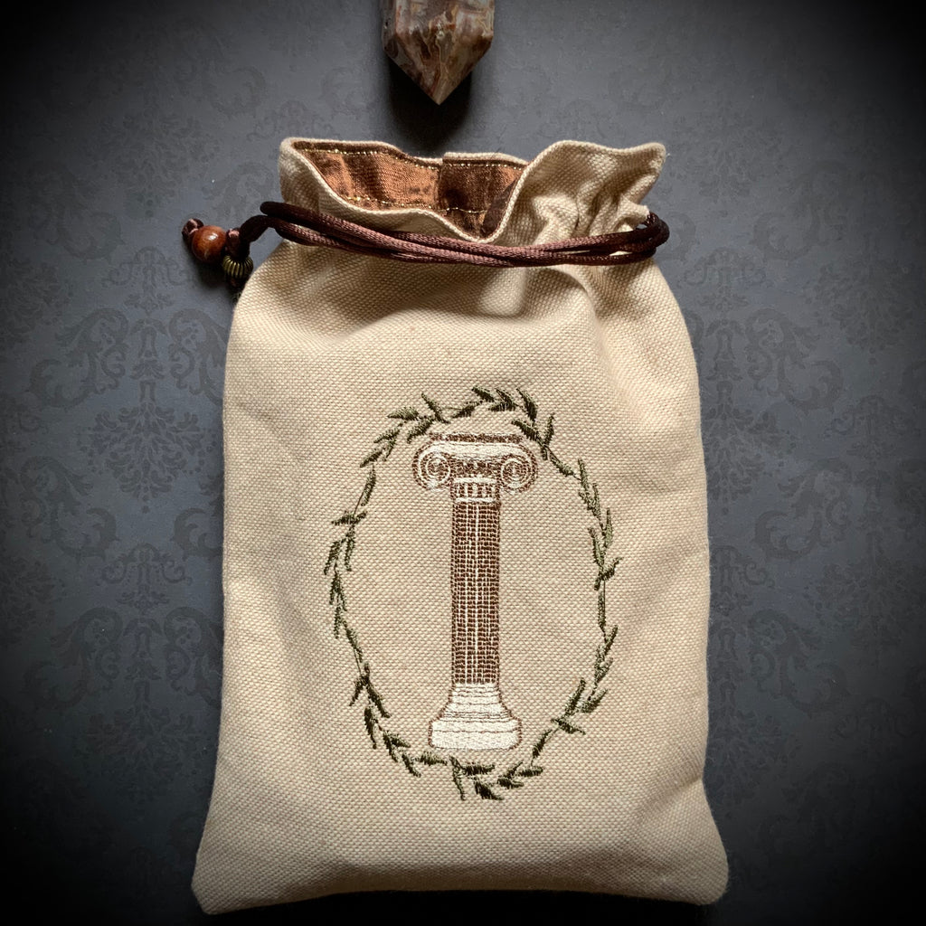 Embroidered Greek Iconic Column Tarot Pouch