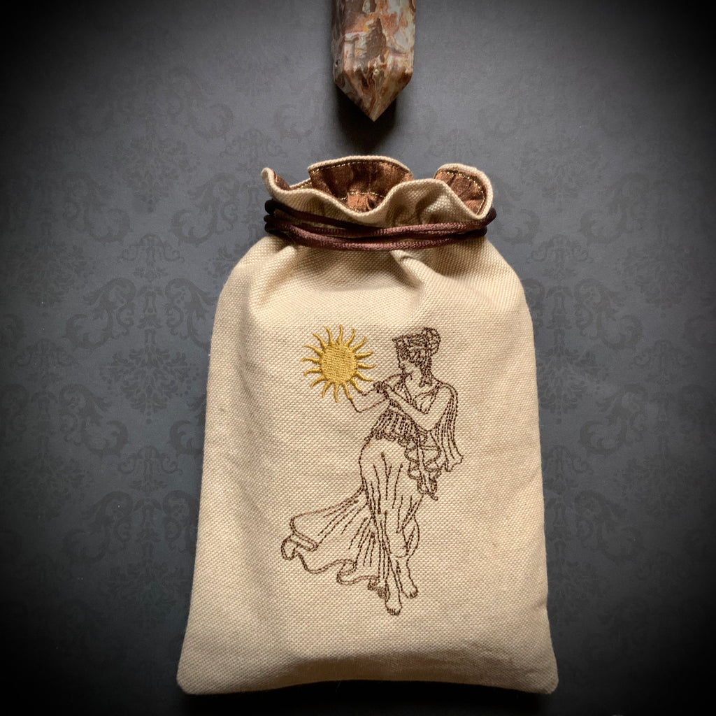 Embroidered Greek Goddess Hemera Tarot Pouch
