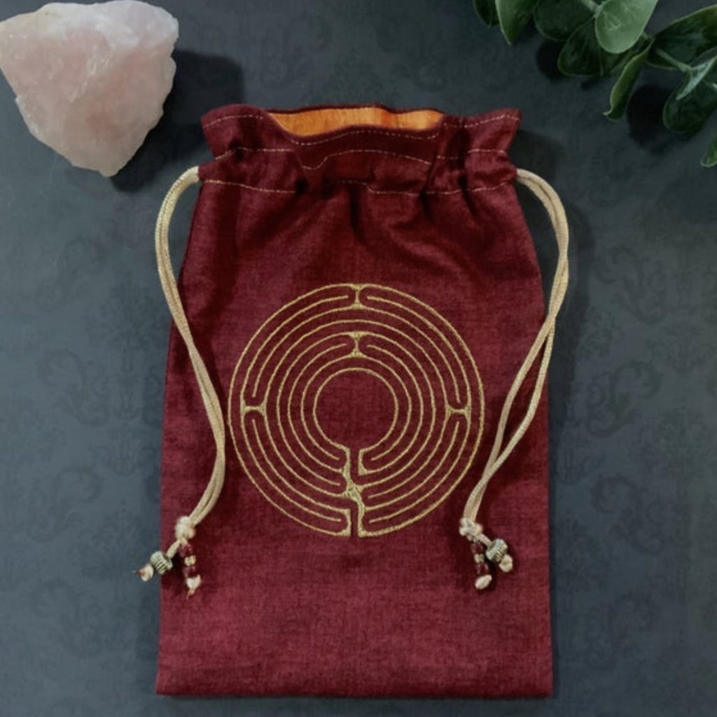 Embroidered Gold Labyrinth Pouch