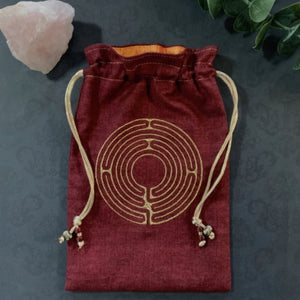 Embroidered Gold Labyrinth Pouch