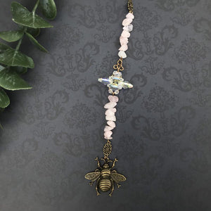Rose Quartz Bee Sun Catcher Pendulum