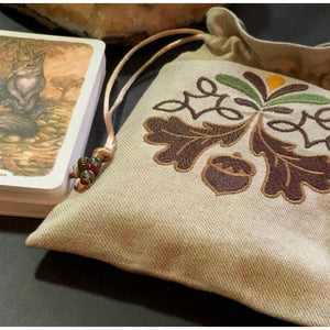 Embroidered Acorn Pouch