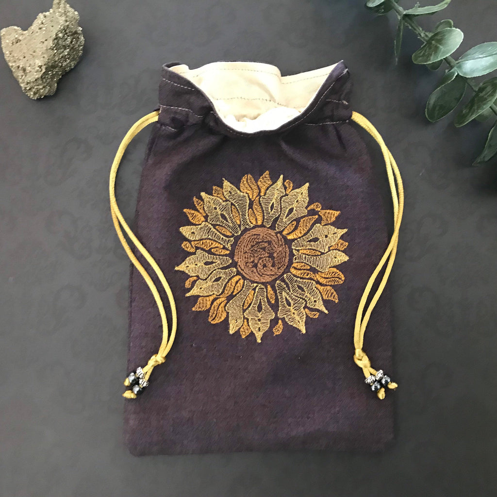 Embroidered Sunflower Pouch