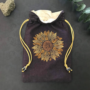 Embroidered Sunflower Pouch