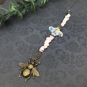 Rose Quartz Bee Sun Catcher Pendulum