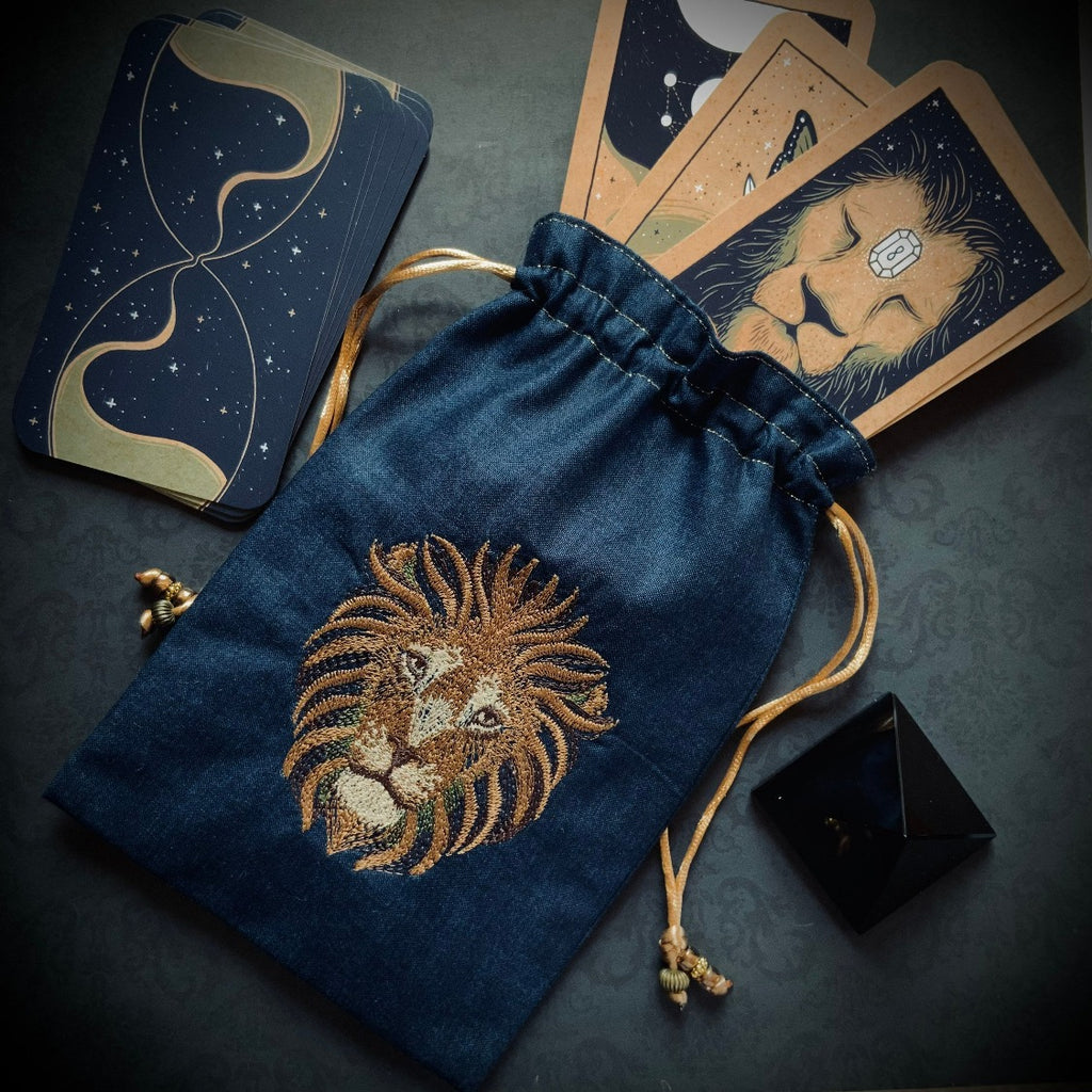 Embroidered Lion Pouch