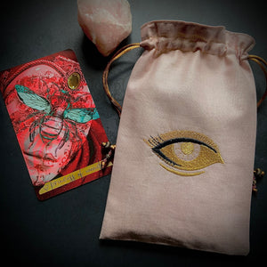 Rose Quartz Pink Embroidered Eye Pouch