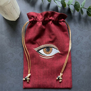 Embroidered Red & Gold Eye Pouch