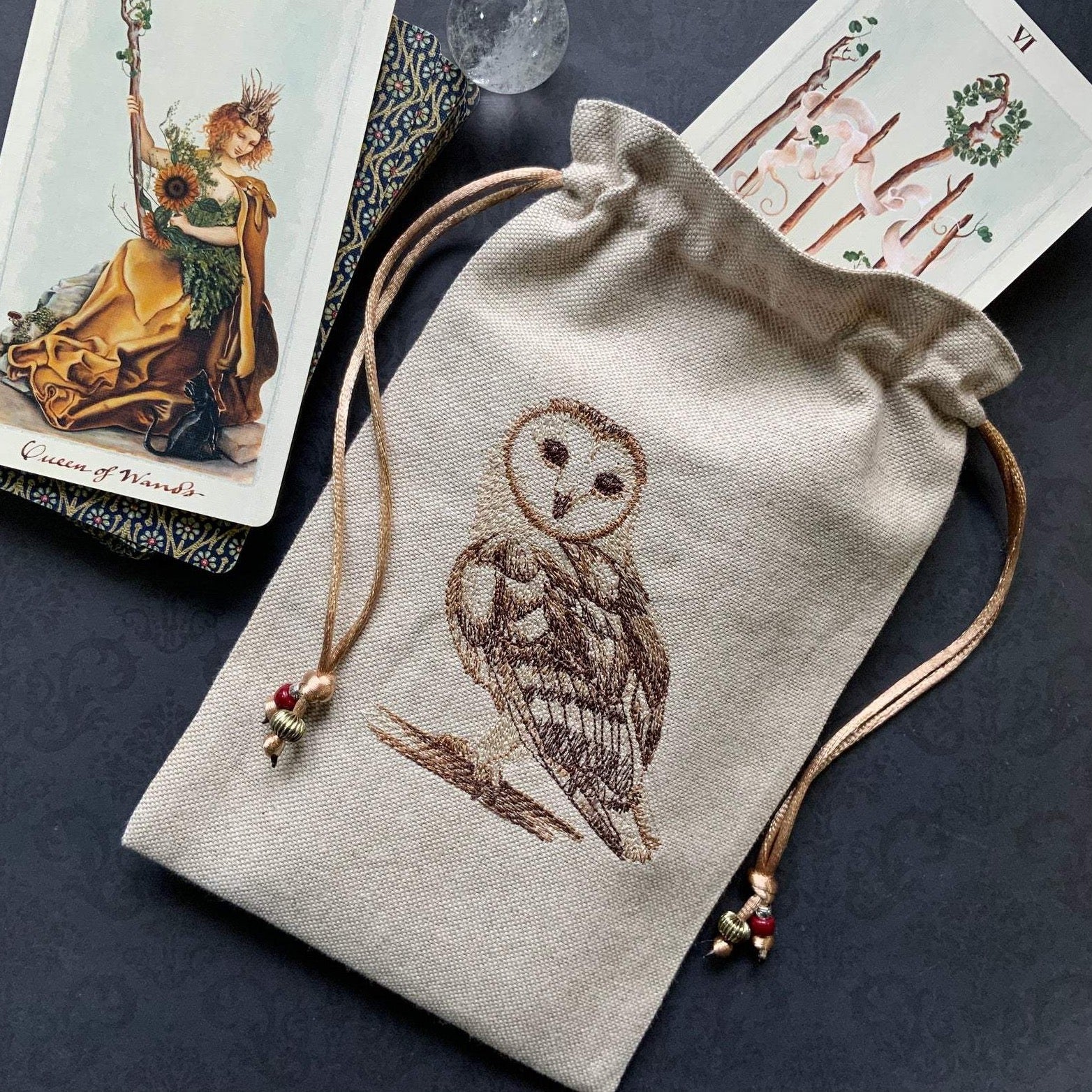 Embroidered Barn Owl ~ Natural