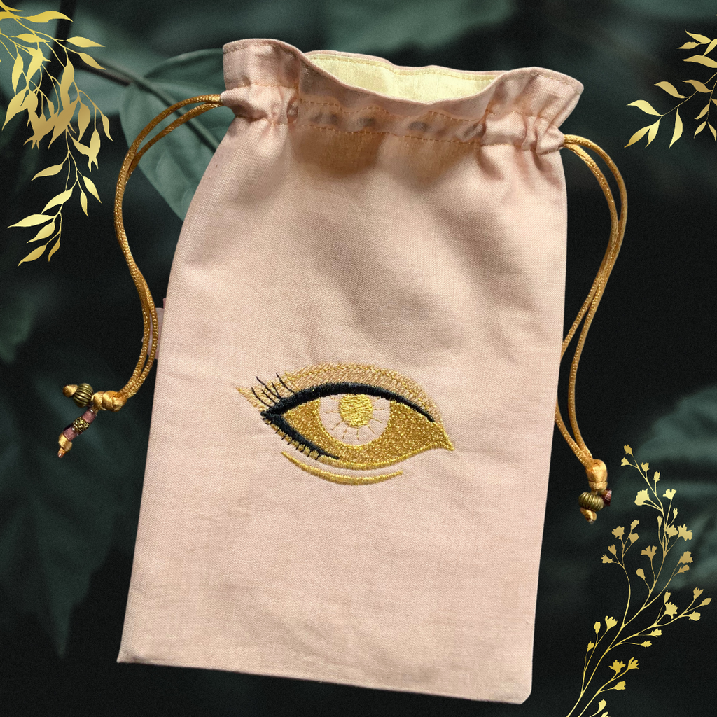 Rose Quartz Pink Embroidered Eye Pouch