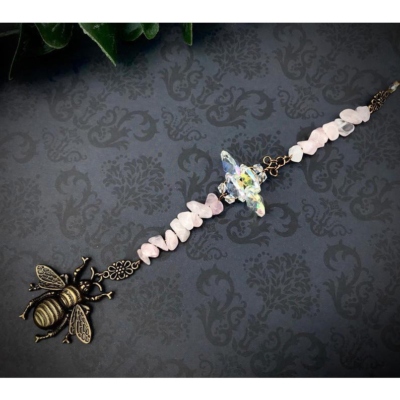 Rose Quartz Bee Sun Catcher Pendulum