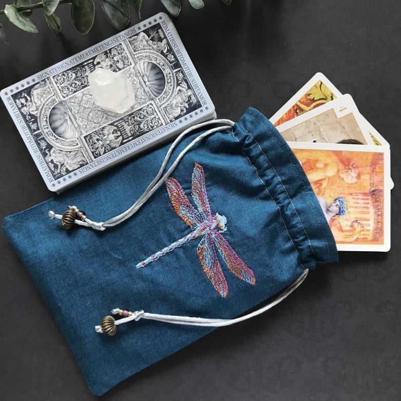 Embroidered Dragonfly Pouch