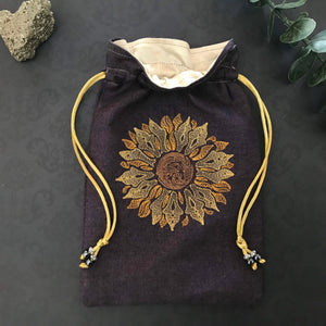 Embroidered Sunflower Pouch