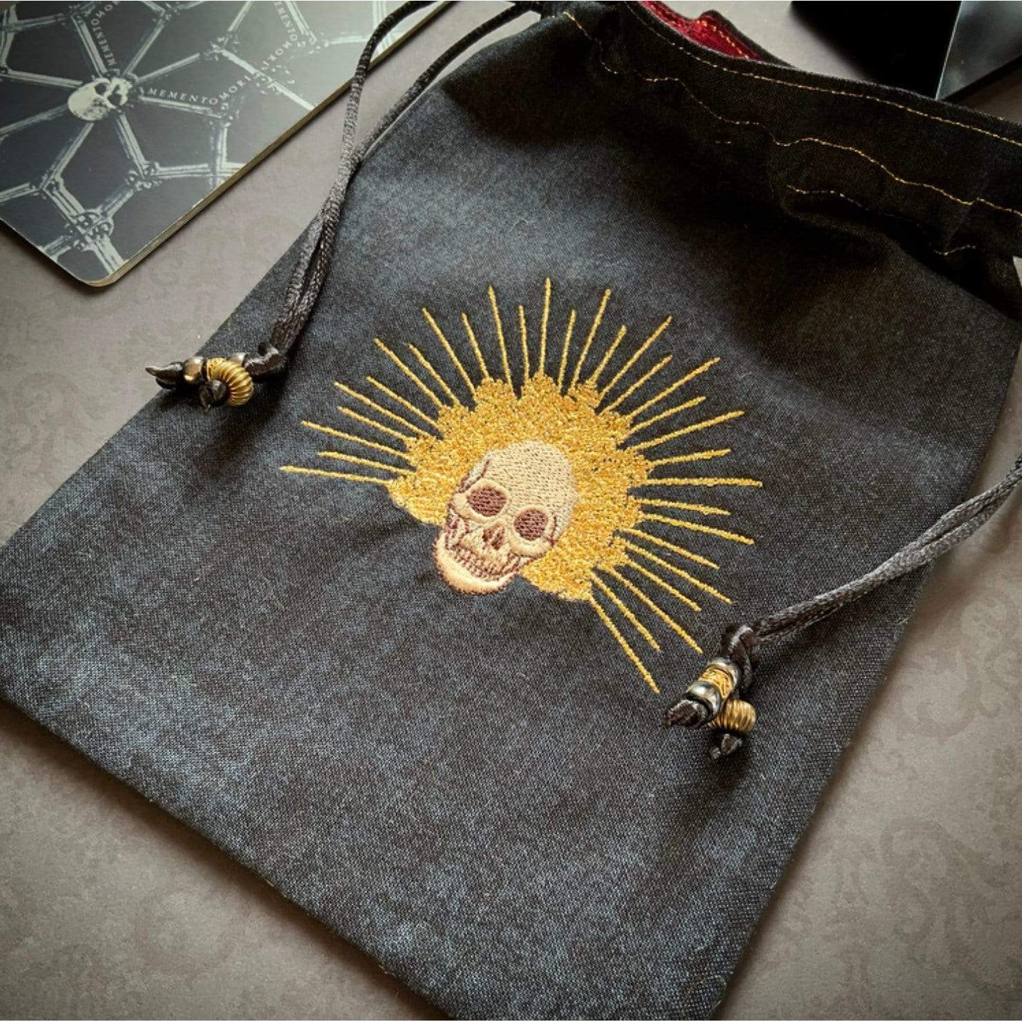 Embroidered Crowned Skull Pouch