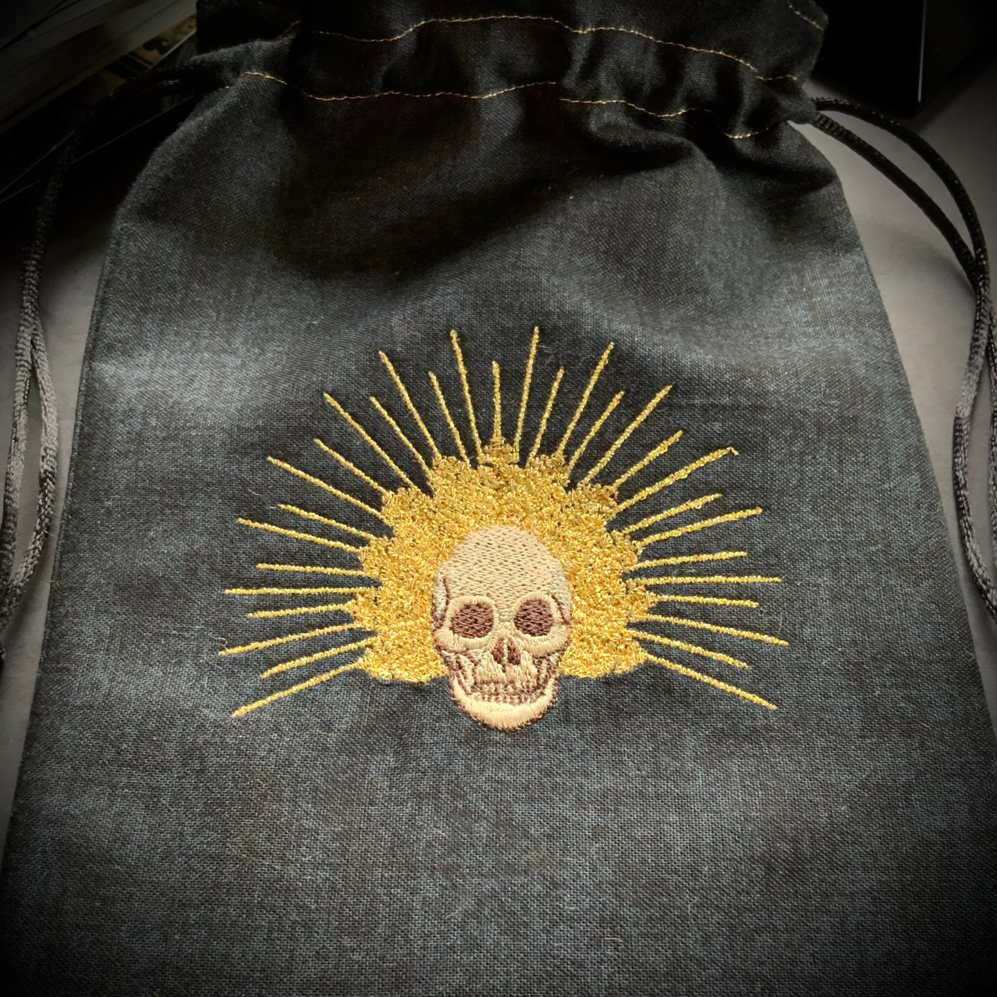 Embroidered Crowned Skull Pouch