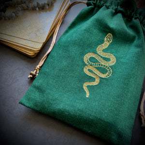 Embroidered Gold Snake Tarot Pouch