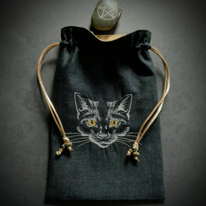 Embroidered Feline Pouch